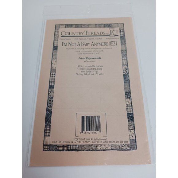 I'm Not A Baby Anymore  ~ Country Threads ~ Quilt 42" x 60" ~ Quilt Pattern - Picture 3 of 6